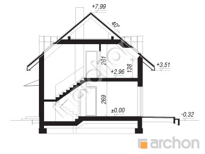 Проект дома ARCHON+ Дом в химонантах (Р2) Розріз будинку