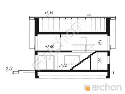 Проект дома ARCHON+ Дом в изумрудах 2 Розріз будинку