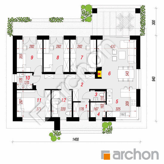 Проект дома ARCHON+ Дом в овсянницах 5 План першого поверху