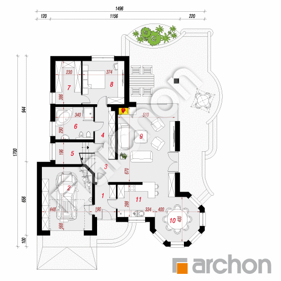 Проект будинку ARCHON+ Будинок під юкою 4 План першого поверху