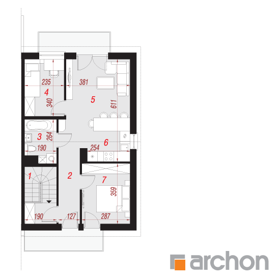 Проект дома ARCHON+ Дом в фиалках (Р2Б) План мансандри