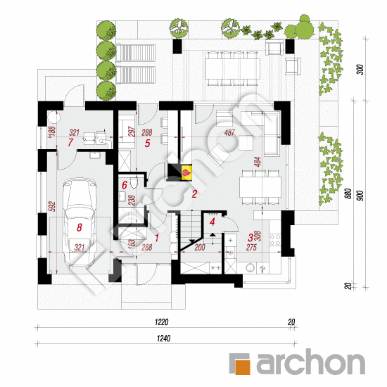 Проект будинку ARCHON+ Будинок в малинівці 8 (Г) План першого поверху