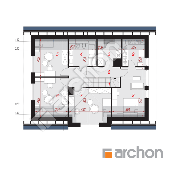Проект дома ARCHON+ Дом в коммифорах 2 (А) План мансандри