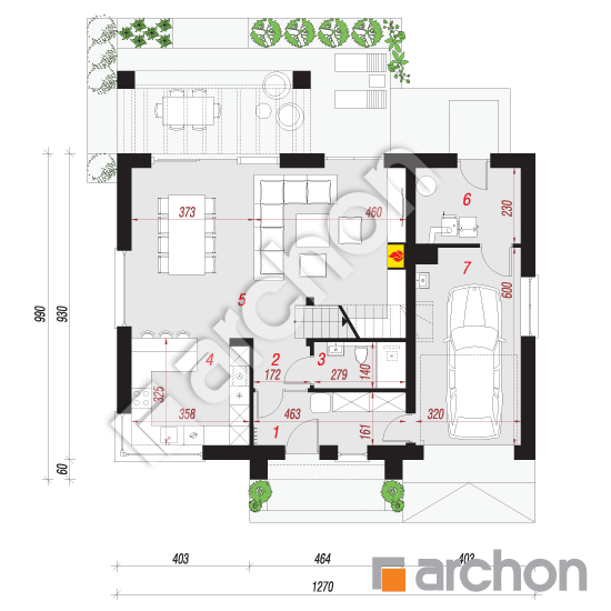 Проект дома ARCHON+ Дом в коммифорах 2 (А) План першого поверху