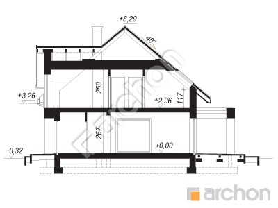Проект дома ARCHON+ Дом в коммифорах 2 (А) Розріз будинку