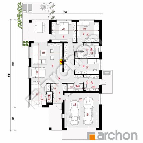 Проект будинку ARCHON+ Будинок в ренклодах 2 (Г2Е) План першого поверху