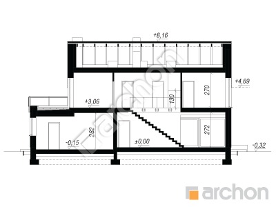 Проект дома ARCHON+ Дом в аурорах 17 (Г2Е) Розріз будинку