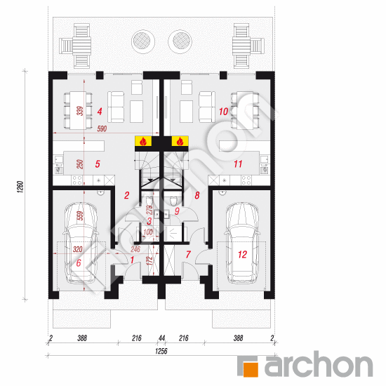 Проект дома ARCHON+ Дом под гинко 15 (ГР2С) План першого поверху