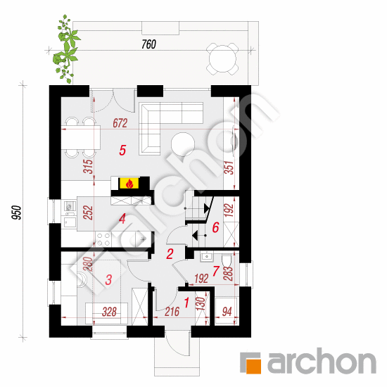 Проект дома ARCHON+ Дом в аркадиях 2 План першого поверху