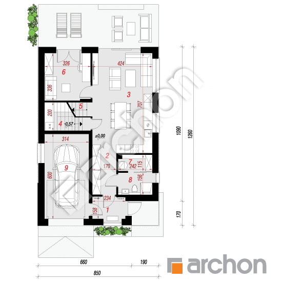 Проект будинку ARCHON+ Вілла Андреа План першого поверху