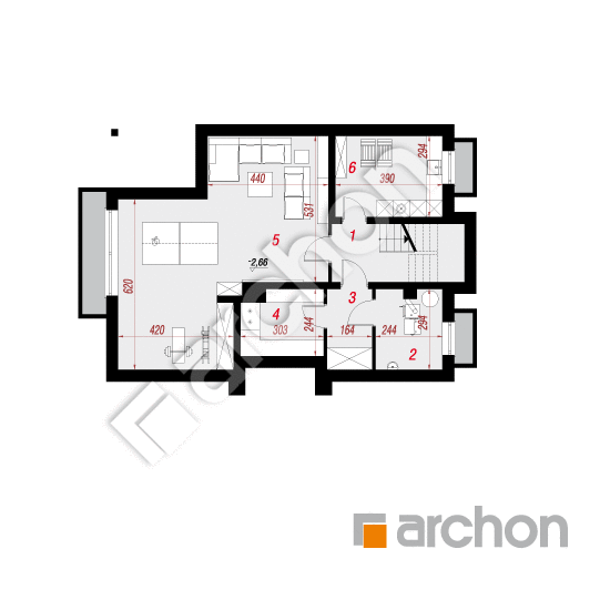 Проект дома ARCHON+ Дом в сливах 2 (П) План підвалу