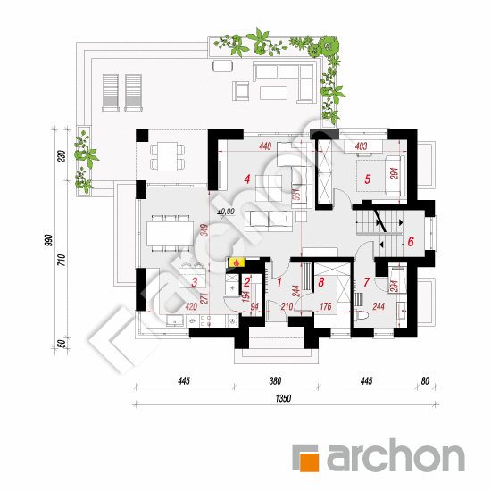 Проект будинку ARCHON+ Будинок в сливах 2 (П) План першого поверху