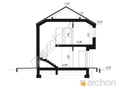 Проект дома ARCHON+ Дом в мураях (ГБ) Розріз будинку