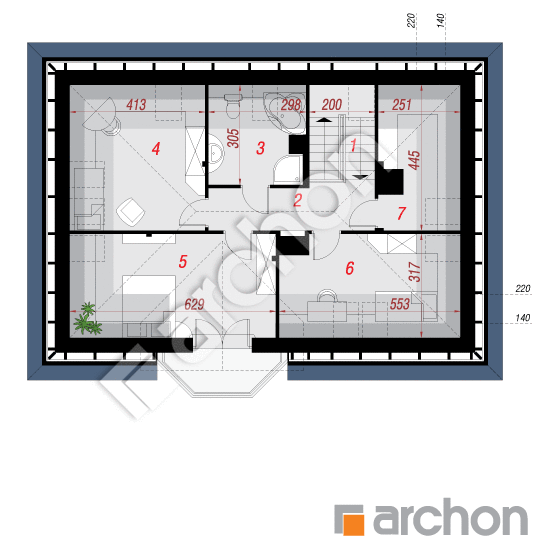 Проект будинку ARCHON+ Будинок в авокадо вер.2 План мансандри