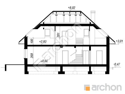 Проект дома ARCHON+ Дом в авокадо вер.2 Розріз будинку