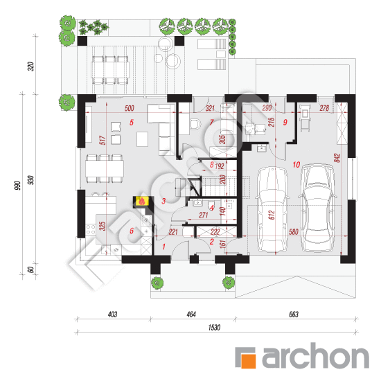 Проект будинку ARCHON+ Будинок в комміфорах 2 (Г2) План першого поверху