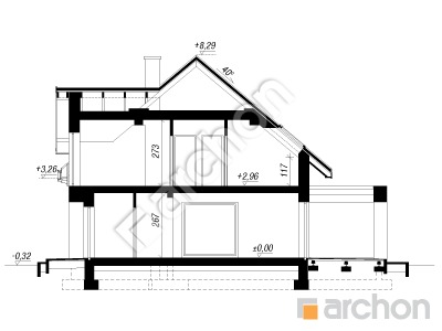 Проєкт будинку ARCHON+ Будинок в комміфорах 2 (Г2) Розріз будинку