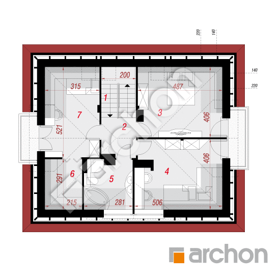 Проект будинку ARCHON+ Будинок в конюшинках вер.2 План мансандри