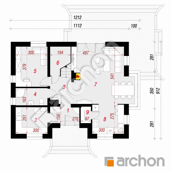 Проект дома ARCHON+ Дом в клеверках вер.2 План першого поверху