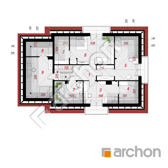 Проект будинку ARCHON+ Будинок в каллах 3 вер.2 План мансандри