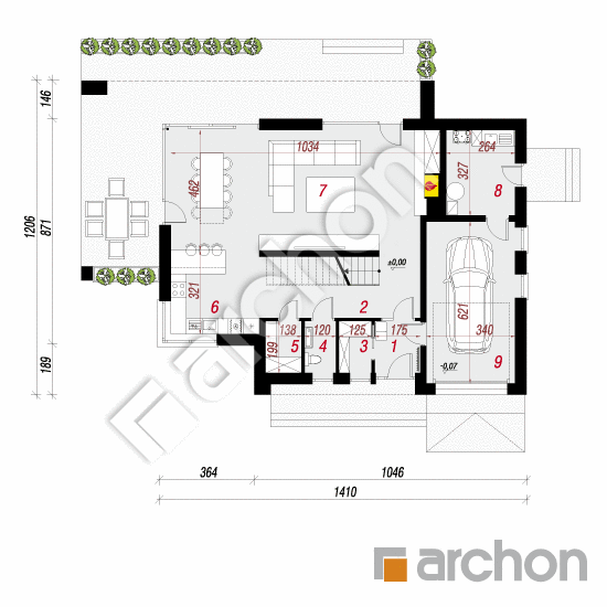 Проект будинку ARCHON+ Будинок в перенеціях План першого поверху