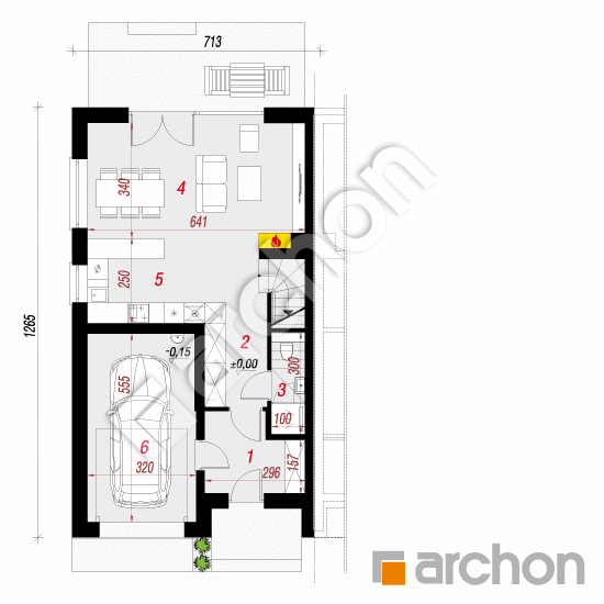 Проект дома ARCHON+ Дом под гинко 19 (ГБА) План першого поверху