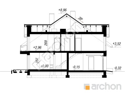 Проект дома ARCHON+ Дом под гинко 19 (ГБА) Розріз будинку