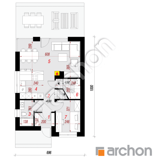 Проект будинку ARCHON+ Будинок в куркумі 4 План першого поверху