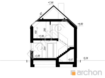 Проект дома ARCHON+ Дом в куркуме 4 Розріз будинку