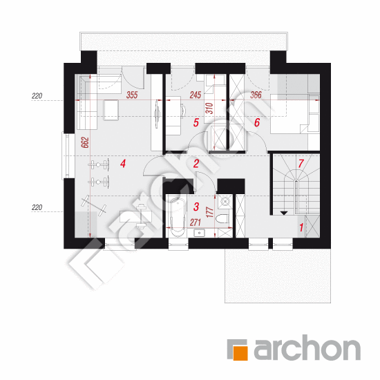 Проект дома ARCHON+ Дом в халезиях 5 (Р2) вер.3 План мансандри