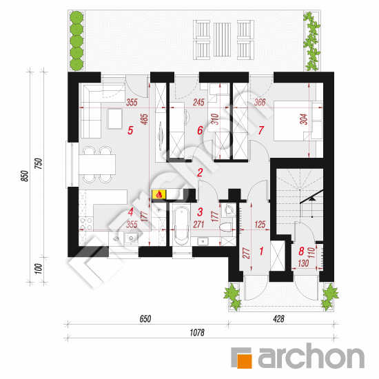 Проект дома ARCHON+ Дом в халезиях 5 (Р2) вер.3 План першого поверху