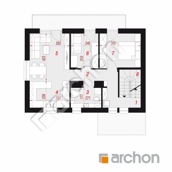 Проект дома ARCHON+ Дом в халезиях 5 (Р2) вер.3 План першого поверху