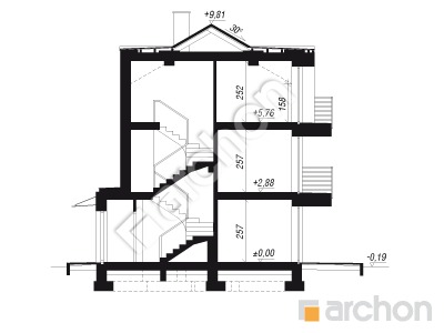 Проект дома ARCHON+ Дом в халезиях 5 (Р2) вер.3 Розріз будинку