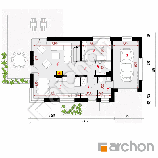 Проект дома ARCHON+ Дом в амариллисах 3 вер.2 План першого поверху