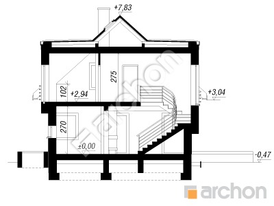 Проект дома ARCHON+ Дом в амариллисах 3 вер.2 Розріз будинку