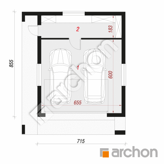 Проект дома ARCHON+ Г32 - Двухместный гараж  План першого поверху