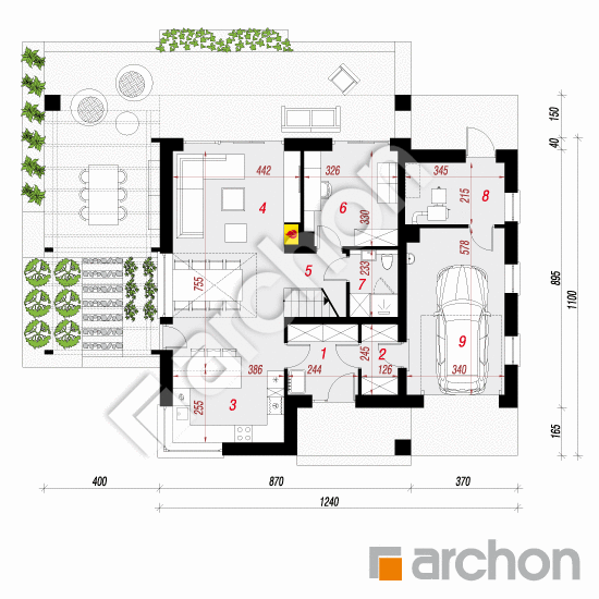 Проект дома ARCHON+ Дом в аморфах План першого поверху