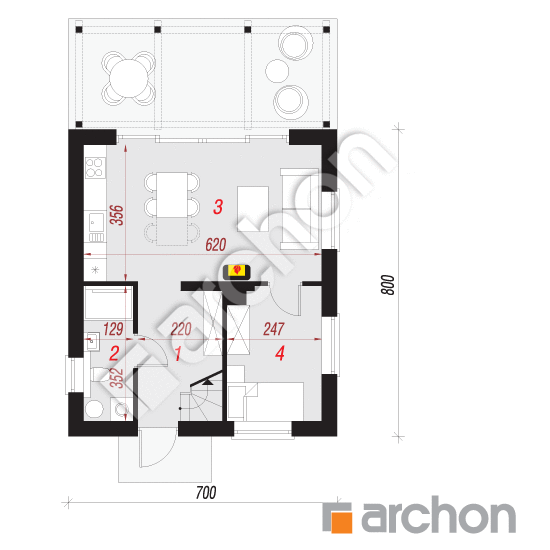 Проект дома ARCHON+ Летний домик на поляне План першого поверху