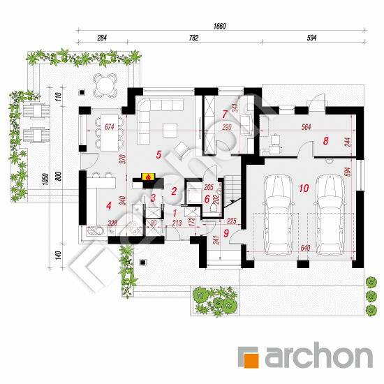 Проект будинку ARCHON+ Будинок в герміні 2 (Г2) План першого поверху