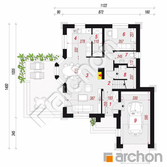 Проект будинку ARCHON+ Будинок в руколі 6 План першого поверху