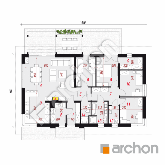 Проект дома ARCHON+ Дом в мекинтошах 15 План першого поверху