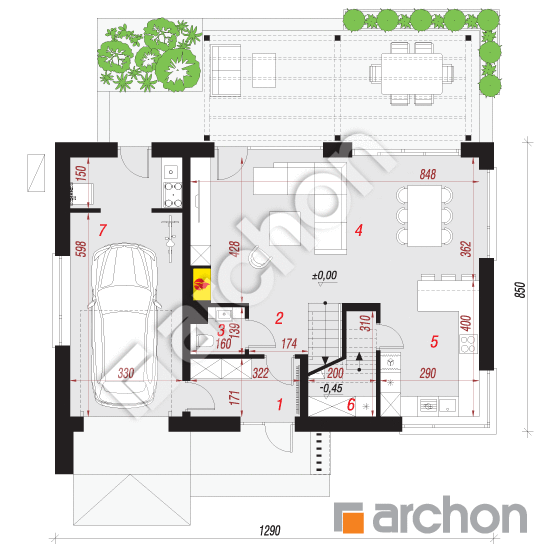 Проект будинку ARCHON+ Будинок під тисами 3 (ГЕ) ВДЕ План першого поверху