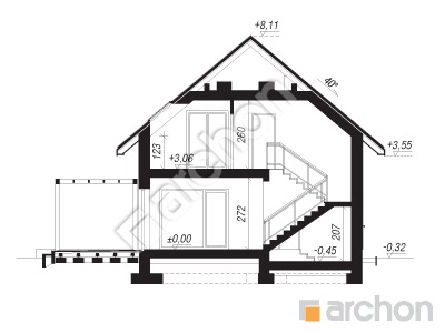 Проєкт будинку ARCHON+ Будинок під тисами 3 (ГЕ) ВДЕ Розріз будинку