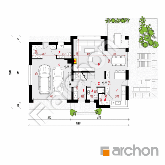 Проект дома ARCHON+ Дом в орлишках 5 (Г2) План першого поверху