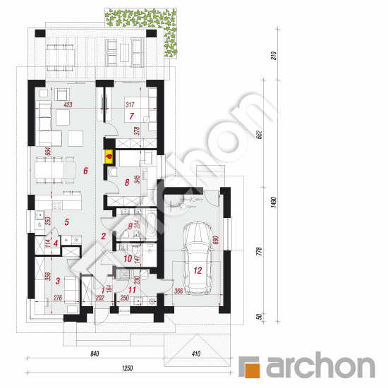 Проект будинку ARCHON+ Будинок під помаранчею (Г) План першого поверху