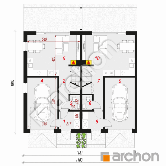 Проект будинку ARCHON+ Будинок в рівіях 16 (ГР2Б) План першого поверху