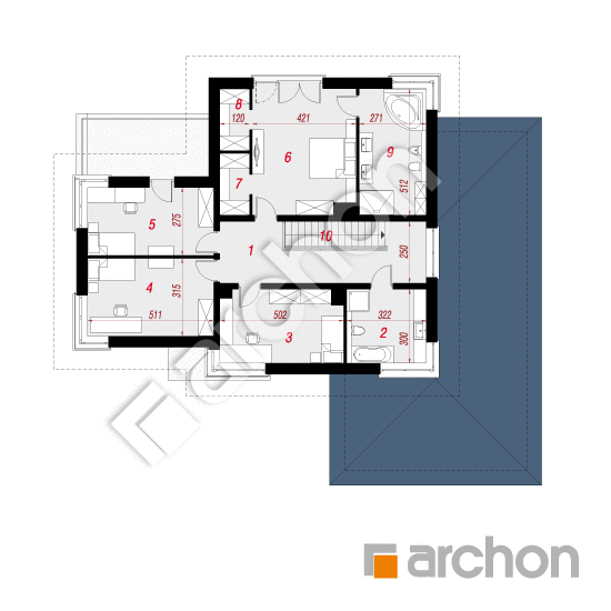 Проект дома ARCHON+ Вилла Вероника 3 (П) План першого поверху
