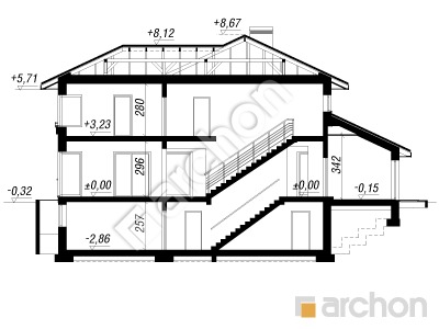 Проєкт будинку ARCHON+ Вілла Вероніка 3 (П) Розріз будинку