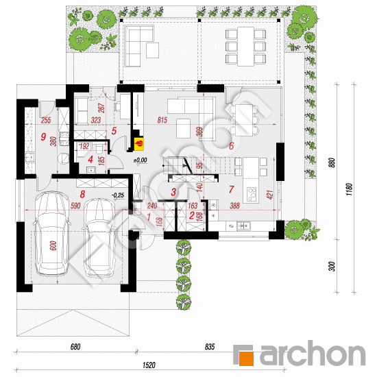 Проект дома ARCHON+ Дом в гуаве 2 (Г2E) План першого поверху