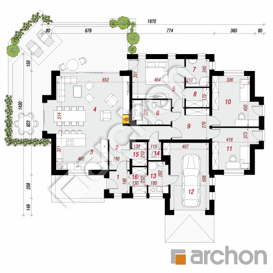 Проект будинку ARCHON+ Будинок в парроті вер.2 План першого поверху